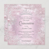 キンセアニェラパーティーピンクシルバーウィンターワンダーランド 招待状 (正面/裏面)