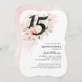 キンセアニェラパーティーピンクフローラ15誕生日 招待状 (正面/裏面)