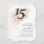 キンセアニェラパーティーピンクフローラ15誕生日 招待状 (正面)