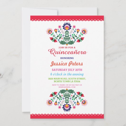 キンセアニェラパーティーフローラフィエスタメキシコ誕生日 招待状 (正面)