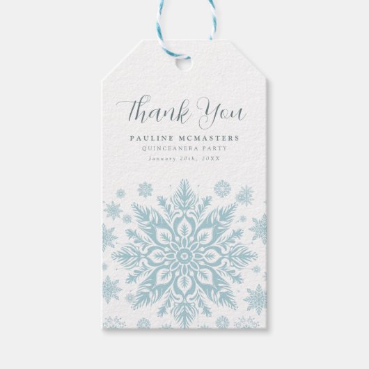 キンセアニェラパーティーブルースノーフレークありがとうお願い ギフトタグ (正面)