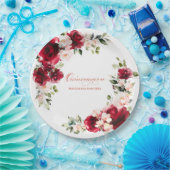 キンセアニェラパーティーレッドピンクフローラカスタム紙 ペーパープレート (パーティー)