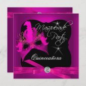 キンセアニェラパーティー仮装ピンクブラック 招待状 (正面/裏面)