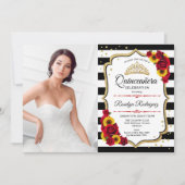 キンセアニェラパーティー写真付き – バラひまわり 招待状 (正面)