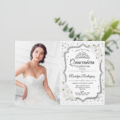 キンセアニェラパーティー写真付き – ホワイトシルバー 招待状 (スタンド正面)