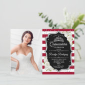 キンセアニェラパーティー写真付き – レッドブラックシルバー 招待状 (スタンド正面)