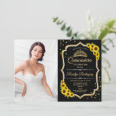 キンセアニェラパーティー写真付き – Sunflowers Black 招待状 (スタンド正面)