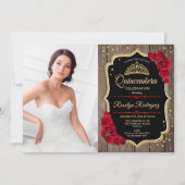 キンセアニェラパーティー写真素朴- Wood Red 招待状 (正面)