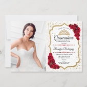 キンセアニェラパーティー写真 – 白金ゴールド赤 招待状 (正面)