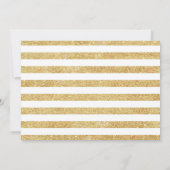 キンセアニェラパーティー写真 – 金ゴールド白ストライプ色 招待状 (裏面)