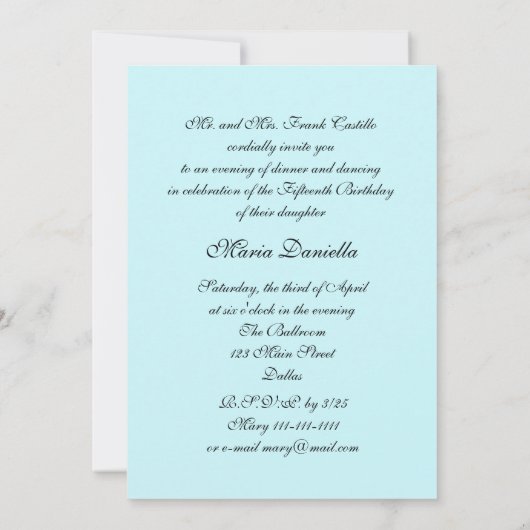 キンセアニェラパーティー白衣の背景（青） 招待状 (裏面)