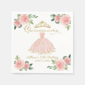 キンセアニェラパーティー赤面ガウンピンクフローラナプキンス スタンダードカクテルナプキン (正面)