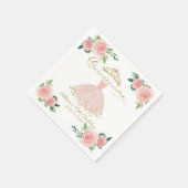 キンセアニェラパーティー赤面ガウンピンクフローラナプキンス スタンダードカクテルナプキン (角)