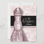 キンセアニェラパーティー赤面ピンクアンドホワイトローズ 招待状 (正面)