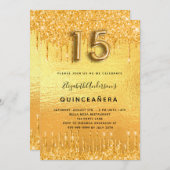 キンセアニェラパーティー金ゴールドグリッタードリップスグラム 招待状 (正面/裏面)