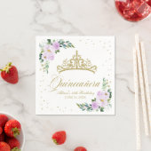 キンセアニェラパーティー金ゴールドティアラパープル薄紫フローラ スタンダードカクテルナプキン (インサイチュ)