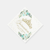 キンセアニェラパーティー金ゴールドティアラ赤面ティール(緑がかった色)フローラ スタンダードカクテルナプキン (角)