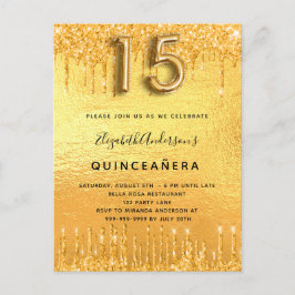 キンセアニェラパーティー金ゴールド乾燥 インビテーションポストカード