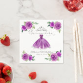 キンセアニェラパープルウォーターカラーガウンフローラ スタンダードカクテルナプキン (インサイチュ)