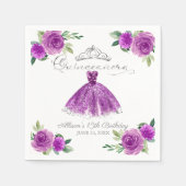 キンセアニェラパープルウォーターカラーガウンフローラ スタンダードカクテルナプキン (正面)