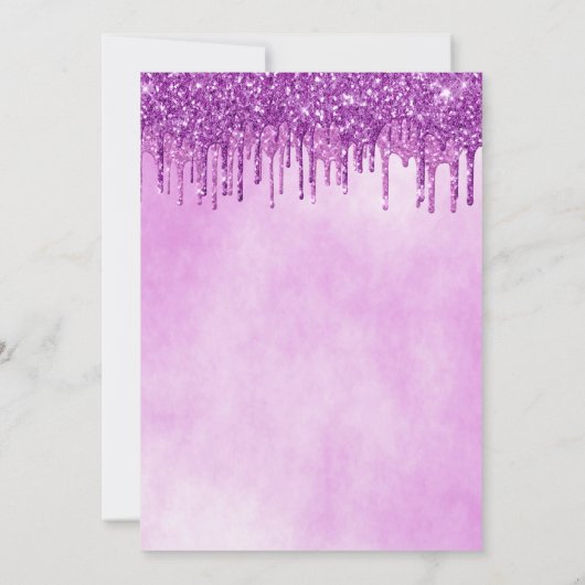 キンセアニェラパープルグリッターピンクエレガント 招待状 (裏面)