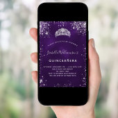 キンセアニェラパープルシルバーグリッターティアラ冠 招待状