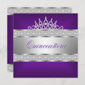 キンセアニェラパープルシルバージュエル15誕生日 招待状 (正面/裏面)