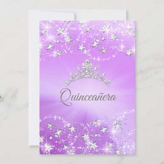 キンセアニェラパープルシルバースパークルティアラスターズ 招待状 (正面)