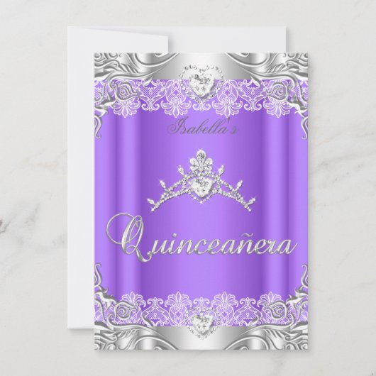 キンセアニェラパープルシルバーダイヤモンドティアラ15パーティー 招待状 (正面)
