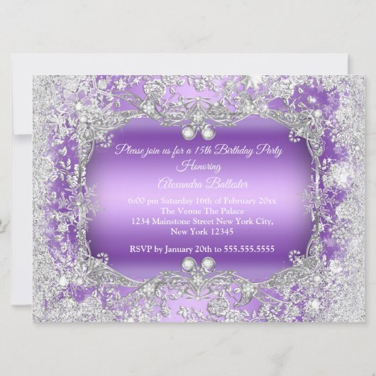 キンセアニェラパープルシルバーティアラウィンターワンダーランド 招待状 (裏面)