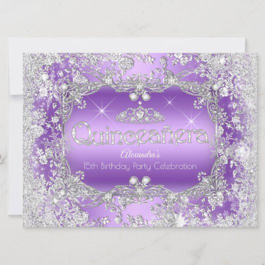 キンセアニェラパープルシルバーティアラウィンターワンダーランド 招待状 (正面)