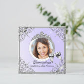 キンセアニェラパープルシルバーフォト15誕生日パーティー 招待状 (スタンド正面)