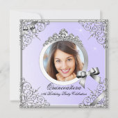 キンセアニェラパープルシルバーフォト15誕生日パーティー 招待状 (正面)