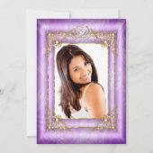 キンセアニェラパープルパール写真金ゴールドティアラパーティー 招待状 (裏面)