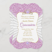 キンセアニェラパープルパール金ゴールドティアラ誕生日パーティー 招待状 (正面/裏面)