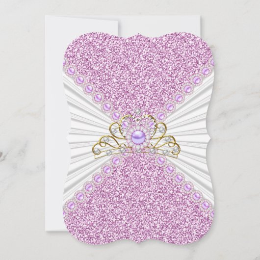 キンセアニェラパープルパール金ゴールドティアラ誕生日パーティー 招待状 (裏面)