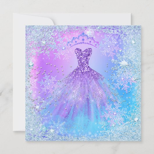 キンセアニェラパープルピンクブルーウィンターワンダーランド 招待状 (裏面)