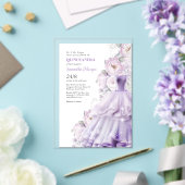 キンセアニェラパープルフォーマルフラワーボールドレス アクリル招待状 (インサイチュ (ウェディング))