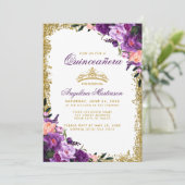 キンセアニェラパープルフローラ金ゴールドクラウングリッター 招待状 (スタンド正面)