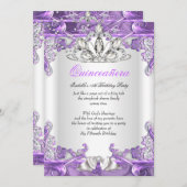 キンセアニェラパープルホワイト15th誕生日パーティー 招待状 (正面/裏面)