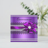 キンセアニェラパープルボウブラックパールレースダイヤモンド 招待状 (スタンド正面)