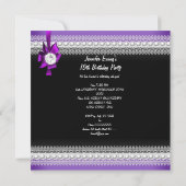 キンセアニェラパープルボウブラックパールレースダイヤモンド 招待状 (裏面)