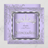 キンセアニェラパープルラベンダーシルバーダイヤモンドティアラ4 招待状 (正面/裏面)