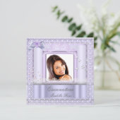キンセアニェラパープルレースパーティー写真薄紫 招待状 (スタンド正面)