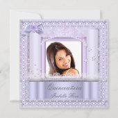 キンセアニェラパープルレースパーティー写真薄紫 招待状 (正面)