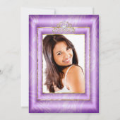 キンセアニェラパープル写真金ゴールドティアラパーティー 招待状 (裏面)