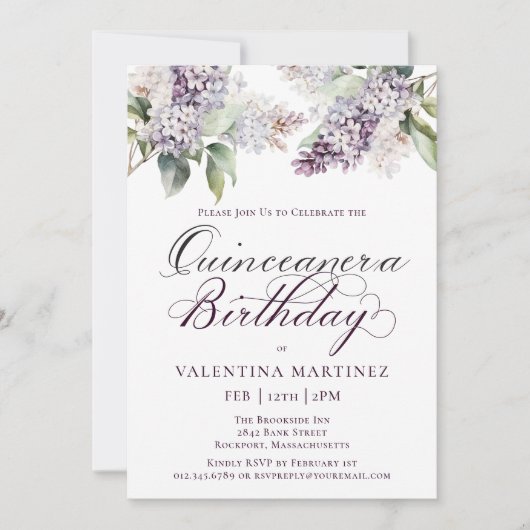 キンセアニェラパープル春薄紫フラワーインバート 招待状 (正面)