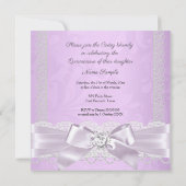 キンセアニェラパープル薄紫レースダマスクダイヤモンドハート 招待状 (裏面)