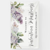 キンセアニェラパープル薄紫春フラワーウェルカム 横断幕 (縦)