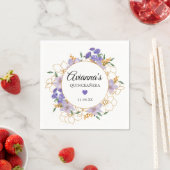 キンセアニェラパープル金ゴールドフローラパーティー スタンダードカクテルナプキン (インサイチュ)